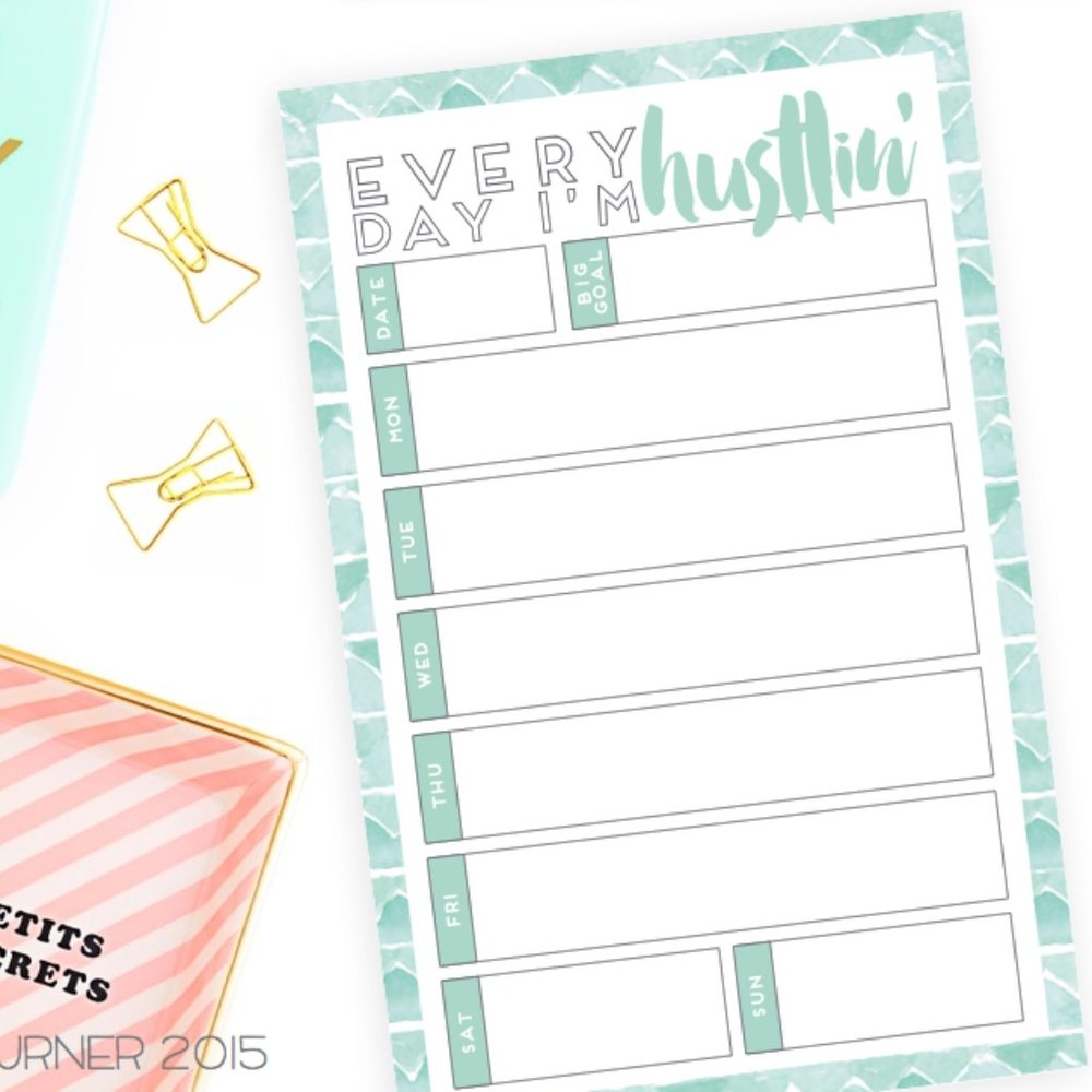 *4/$20* SET OF 2* WEEKLY PLANNER NOTEPAD: Hustlin'